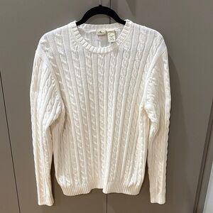 L.L. Bean White Cable Knit Sweater